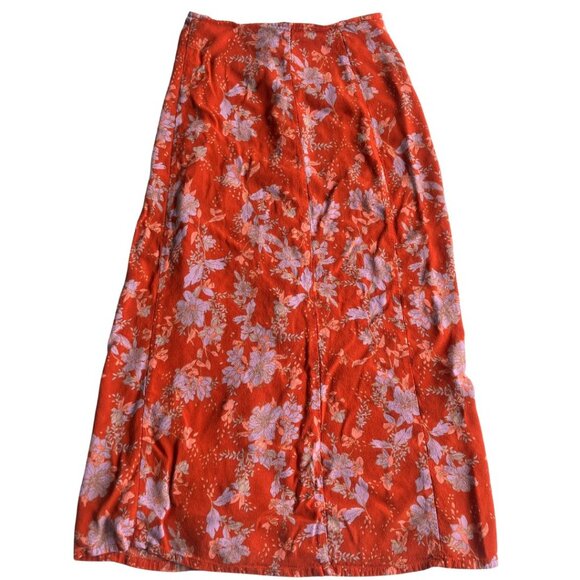 Free People Retro Love Midi Floral Skirt in Burnt Orange Size 0 - Picture 3 of 7